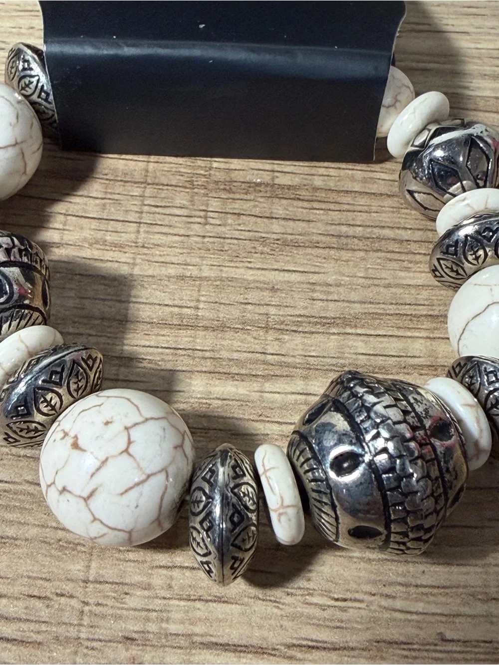 paparazzi White Howlite Bead Bracelet with Silver-Tone Accents